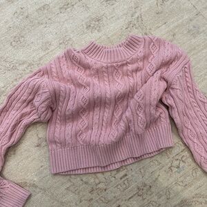 Pink Gap LoveshackFancy  cabled sweater